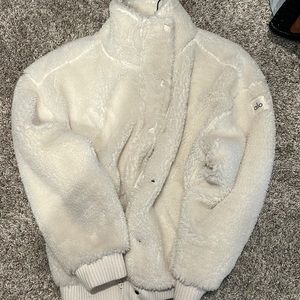 Alo yoga brand Sherpa varsity jacket